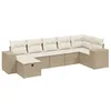 Image de vidaXL Salon de Jardin avec Coussins 7 pcs, Canapés de Terrasse, Ensemble de Meubles de Patio, Mobilier d'Extérieur, Beige Résine Tressée