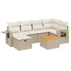 Image de vidaXL Salon de Jardin avec Coussins 7 pcs, Canapés de Terrasse, Ensemble de Meubles de Patio, Mobilier d'Extérieur, Beige Résine Tressée