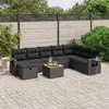 Image de vidaXL Salon de jardin 9 pcs avec coussins noir résine tressée