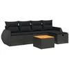Image de vidaXL Salon de Jardin 6 pcs avec Coussins Noir résine tressée