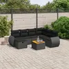 Image de vidaXL Salon de jardin 8 pcs avec coussins noir résine tressée