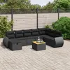 Image de vidaXL Salon de jardin 9 pcs avec coussins noir résine tressée