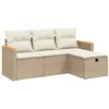 Image de vidaXL Salon de Jardin avec Coussins 4 pcs, Canapés de Terrasse, Ensemble de Meubles de Patio, Mobilier d'Extérieur, Beige Résine Tressée