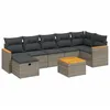 Image de vidaXL Salon de Jardin avec Coussins 8 pcs, Canapés de Terrasse, Ensemble de Meubles de Patio, Mobilier d'Extérieur, Gris Résine Tressée