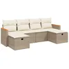 Image de vidaXL Salon de Jardin avec Coussins 6 pcs, Canapés de Terrasse, Ensemble de Meubles de Patio, Mobilier d'Extérieur, Beige Résine Tressée