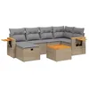 Image de vidaXL Salon de Jardin avec Coussins 7pcs mélange Beige résine tressée