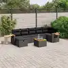 Image de vidaXL Salon de jardin 8 pcs avec coussins noir résine tressée