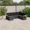 Image de vidaXL Salon de jardin 7 pcs avec coussins noir résine tressée