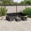 Image de vidaXL Salon de jardin 8 pcs avec coussins noir résine tressée