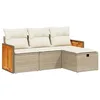 Image de vidaXL Salon de Jardin avec Coussins 4 pcs, Canapés de Terrasse, Ensemble de Meubles de Patio, Mobilier d'Extérieur, Beige Résine Tressée