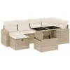 Image de vidaXL Salon de Jardin avec Coussins 7 pcs Beige résine tressée