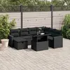 Image de vidaXL Salon de jardin 8 pcs avec coussins noir résine tressée
