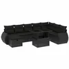 Image de vidaXL Salon de Jardin 9 pcs avec Coussins Noir résine tressée