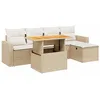 Image de vidaXL Salon de Jardin avec Coussins 6 pcs, Canapés de Terrasse, Ensemble de Meubles de Patio, Mobilier d'Extérieur, Beige Résine Tressée