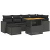 Image de vidaXL Salon de Jardin avec Coussins 7 pcs, Canapés de Terrasse, Ensemble de Meubles de Patio, Mobilier d'Extérieur, Noir Résine Tressée