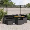 Image de vidaXL Salon de jardin 7 pcs avec coussins noir résine tressée