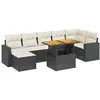 Image de vidaXL Salon de Jardin avec Coussins 8 pcs, Canapés de Terrasse, Ensemble de Meubles de Patio, Mobilier d'Extérieur, Noir Résine Tressée