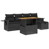 Image de vidaXL Salon de Jardin 6 pcs avec Coussins Noir résine tressée