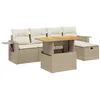 Image de vidaXL Salon de Jardin avec Coussins 6 pcs, Canapés de Terrasse, Ensemble de Meubles de Patio, Mobilier d'Extérieur, Beige Résine Tressée