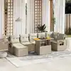 Image de vidaXL Salon de jardin avec coussins 8 pcs beige résine tressée
