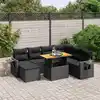 Image de vidaXL Salon de jardin 8 pcs avec coussins noir résine tressée