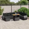 Image de vidaXL Salon de jardin 9 pcs avec coussins noir résine tressée