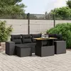 Image de vidaXL Salon de jardin 7 pcs avec coussins noir résine tressée