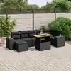 Image de vidaXL Salon de jardin 8 pcs avec coussins noir résine tressée