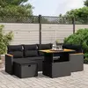 Image de vidaXL Salon de jardin 7 pcs avec coussins noir résine tressée