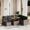 Image de vidaXL Salon de jardin 8 pcs avec coussins gris résine tressée