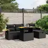 Image de vidaXL Salon de jardin 6 pcs avec coussins noir résine tressée