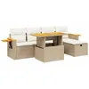 Image de vidaXL Salon de Jardin avec Coussins 6 pcs, Canapés de Terrasse, Ensemble de Meubles de Patio, Mobilier d'Extérieur, Beige Résine Tressée