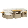 Image de vidaXL Salon de Jardin avec Coussins 7 pcs, Canapés de Terrasse, Ensemble de Meubles de Patio, Mobilier d'Extérieur, Beige Résine Tressée