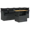 Image de vidaXL Salon de Jardin avec Coussins 5 pcs, Canapés de Terrasse, Ensemble de Meubles de Patio, Mobilier d'Extérieur, Noir Résine Tressée