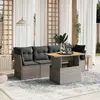 Image de vidaXL Salon de jardin 5 pcs avec coussins gris résine tressée
