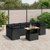 Image de vidaXL Salon de jardin 8 pcs avec coussins noir résine tressée