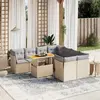 Image de vidaXL Salon de jardin avec coussins 9 pcs beige résine tressée