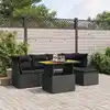 Image de vidaXL Salon de jardin 6 pcs avec coussins noir résine tressée