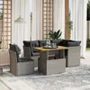 Image de vidaXL Salon de jardin 5 pcs avec coussins gris résine tressée