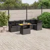 Image de vidaXL Salon de jardin 7 pcs avec coussins noir résine tressée