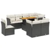 Image de vidaXL Salon de Jardin 9 pcs avec Coussins Noir résine tressée