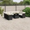 Image de vidaXL Salon de jardin 10 pcs avec coussins noir résine tressée