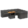 Image de vidaXL Salon de Jardin 10 pcs avec Coussins Noir résine tressée