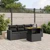 Image de vidaXL Salon de jardin 5 pcs avec coussins noir résine tressée