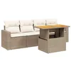 Image de vidaXL Salon de Jardin avec Coussins 5 pcs, Canapés de Terrasse, Ensemble de Meubles de Patio, Mobilier d'Extérieur, Beige Résine Tressée
