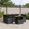 Image de vidaXL Salon de jardin 7 pcs avec coussins noir résine tressée