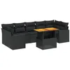 Image de vidaXL Salon de Jardin 8 pcs avec Coussins Noir résine tressée