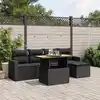 Image de vidaXL Salon de jardin 6 pcs avec coussins noir résine tressée
