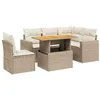 Image de vidaXL Salon de Jardin avec Coussins 6 pcs, Canapés de Terrasse, Ensemble de Meubles de Patio, Mobilier d'Extérieur, Beige Résine Tressée