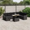 Image de vidaXL Salon de jardin 9 pcs avec coussins noir résine tressée
